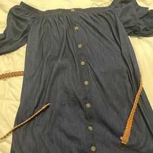 Belted Off Shoulder Dress